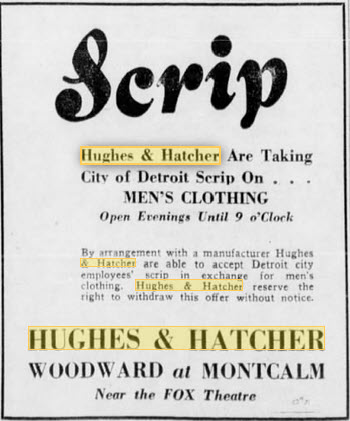 Hughes & Hatcher - OLD AD FROM MAY 1933